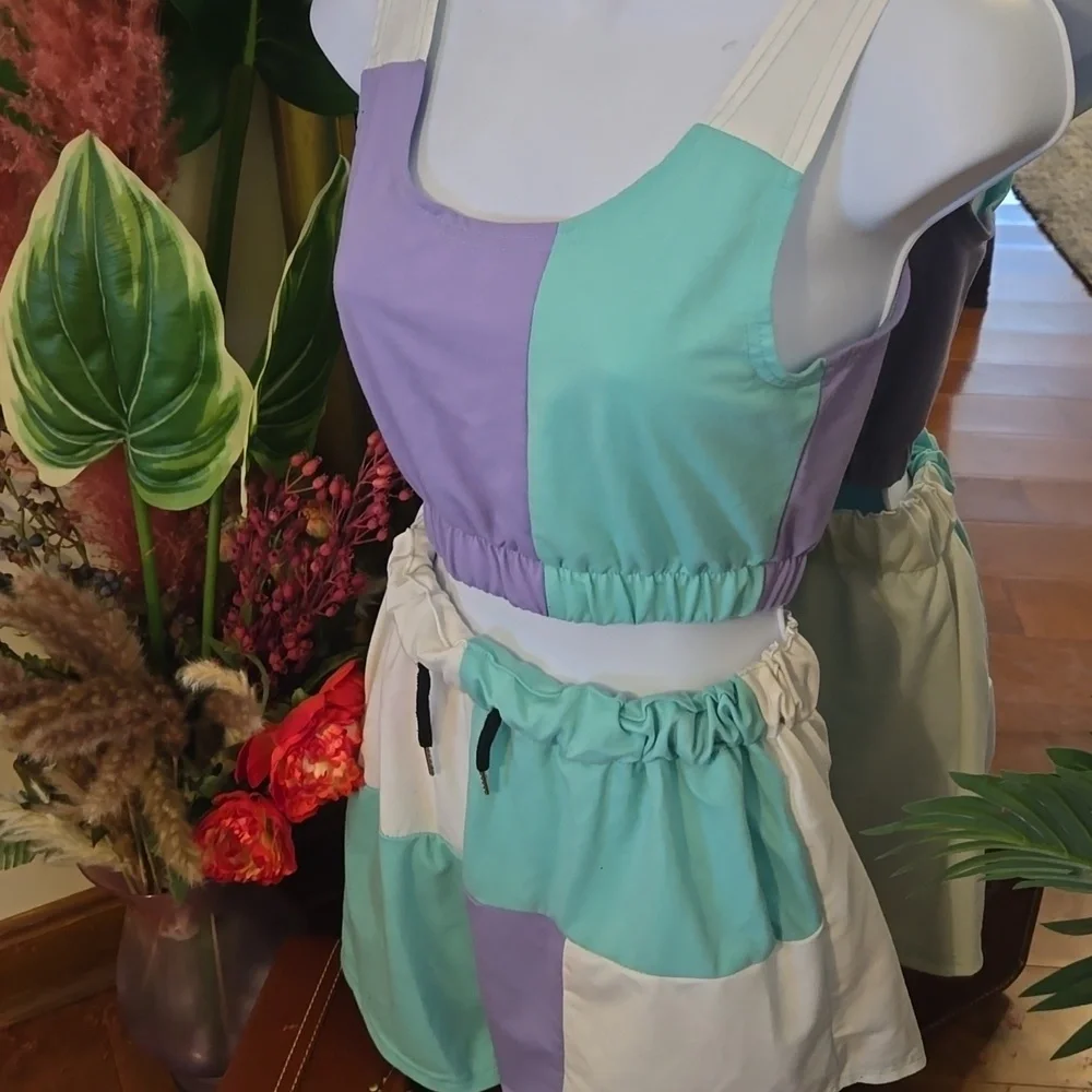 SHEIN 2 PC Matching Crop Top and Shorts Set
